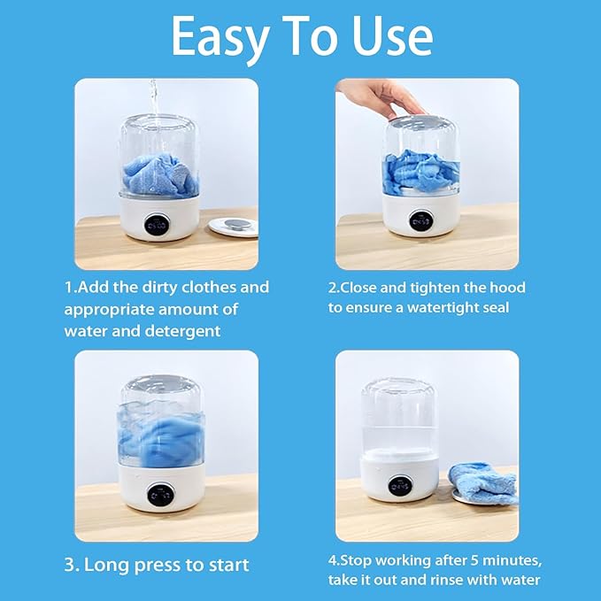 Wireless Charging Mini Washing Machine – Portable & Compact Washer