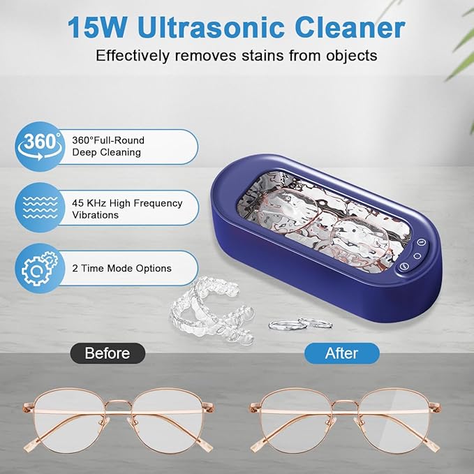 Ultrasonic Eyeglass Cleaner – Deep-Clean Jewelry & Lenses